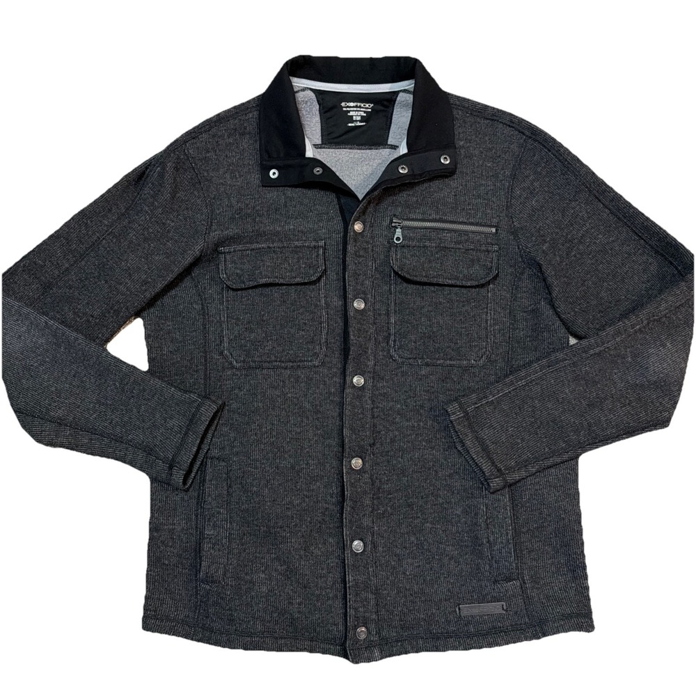 EXOFFICIO Wool Blend Full Snap Long Sleeve Shirt Jacket Shacket Mens Large Grey